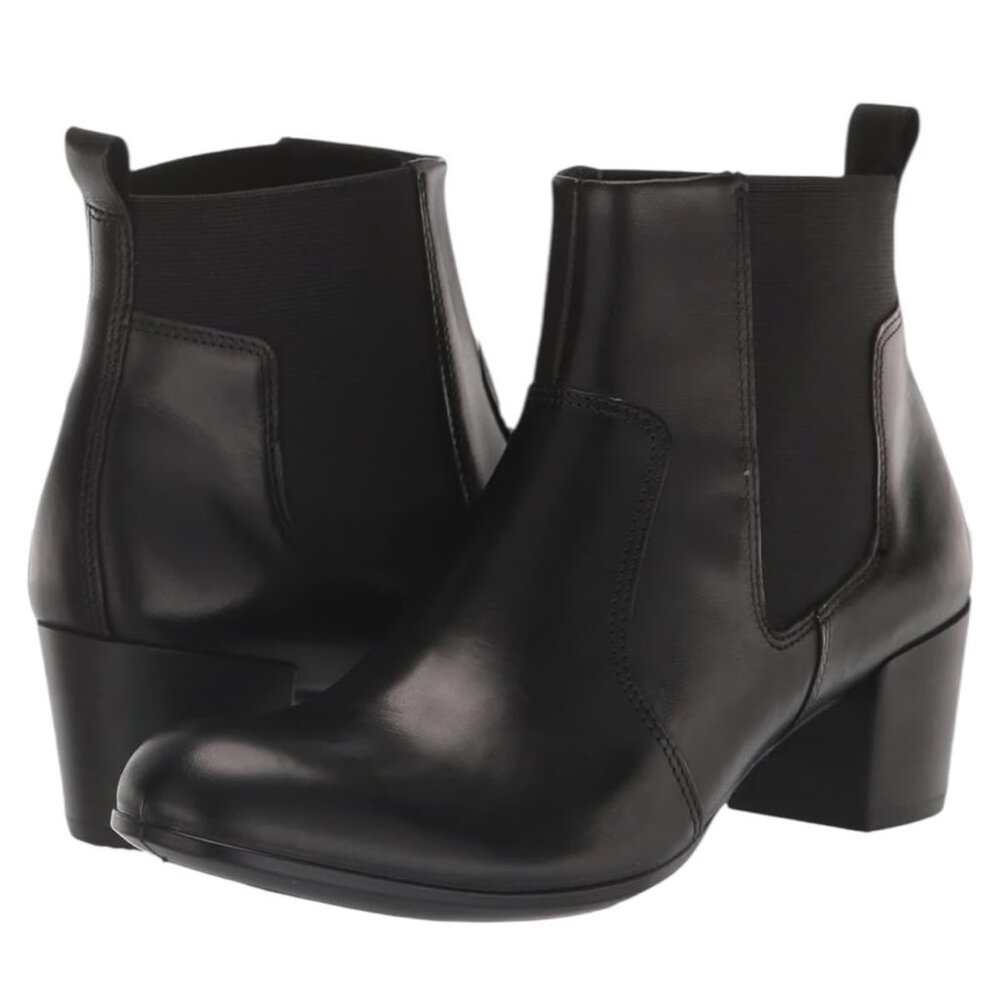 ECCO Shape M35 Chelsea Boots Leather Size 7.5 | Almond Toe Stack Heel